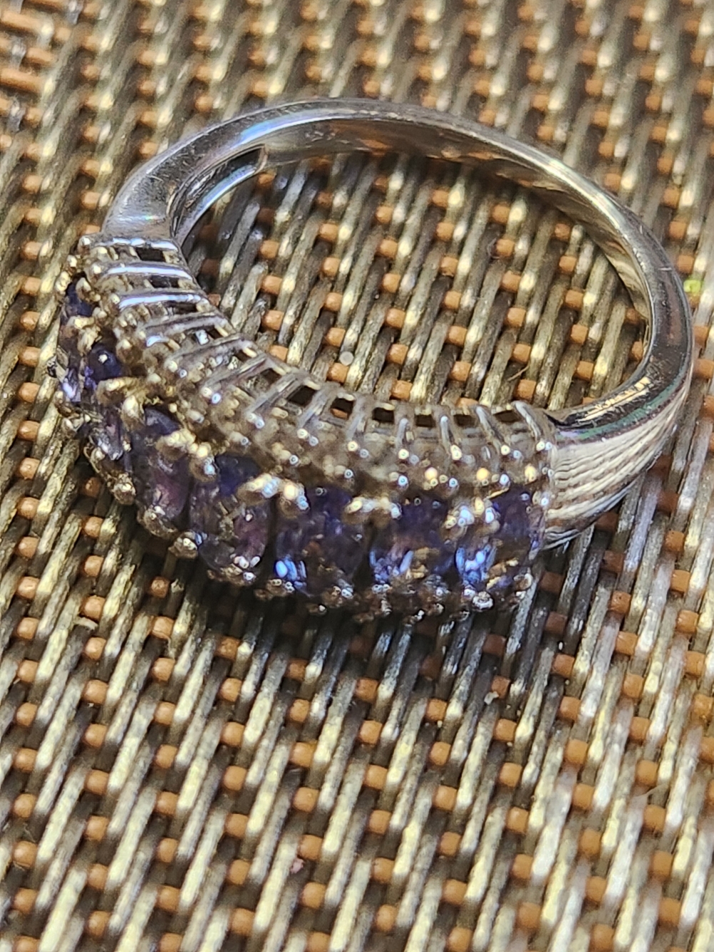 Silver Ring with Purple Gemstones - Elegant Women’s Jewelry